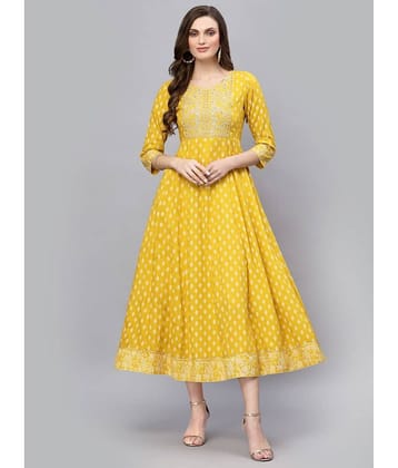 Stylum - Mustard Rayon Women's Flared Kurti ( Pack of 1 )
