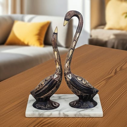 Classic Brass Duck Pair Decorative Showpiece for Living Room, Height : 10.8 Inch (ANMAS187 A)