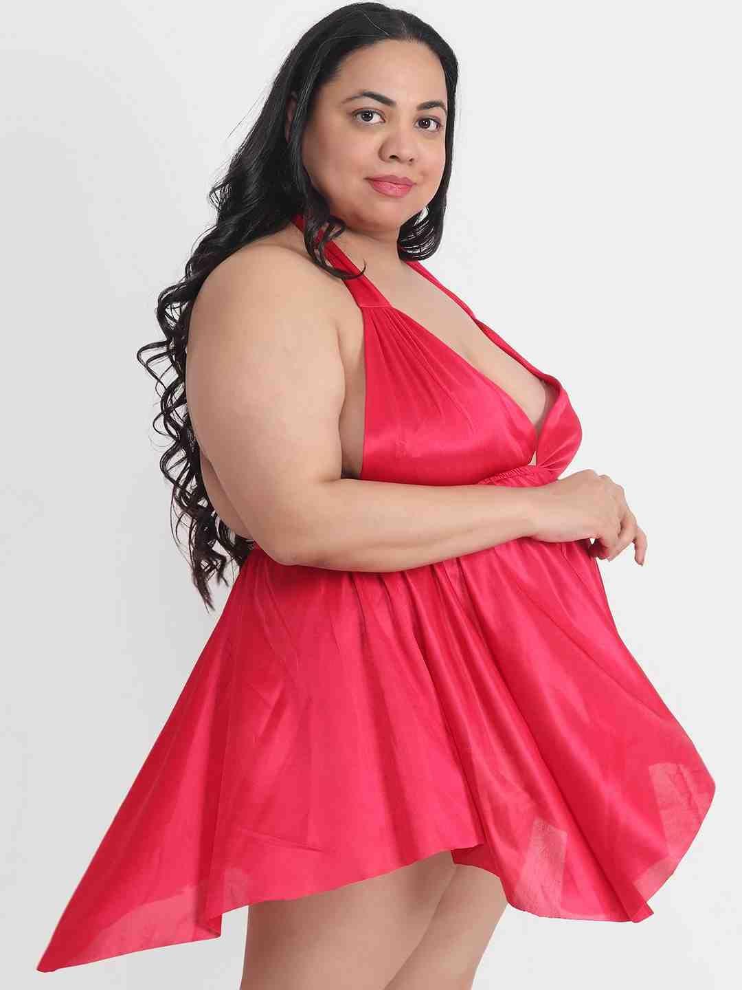 Klamotten Women's Plus Size Sexy Cherry Babydoll Dress for