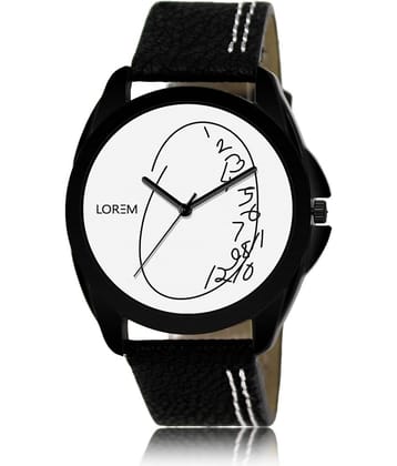 Lorem - Black Leather Analog Men's Watch