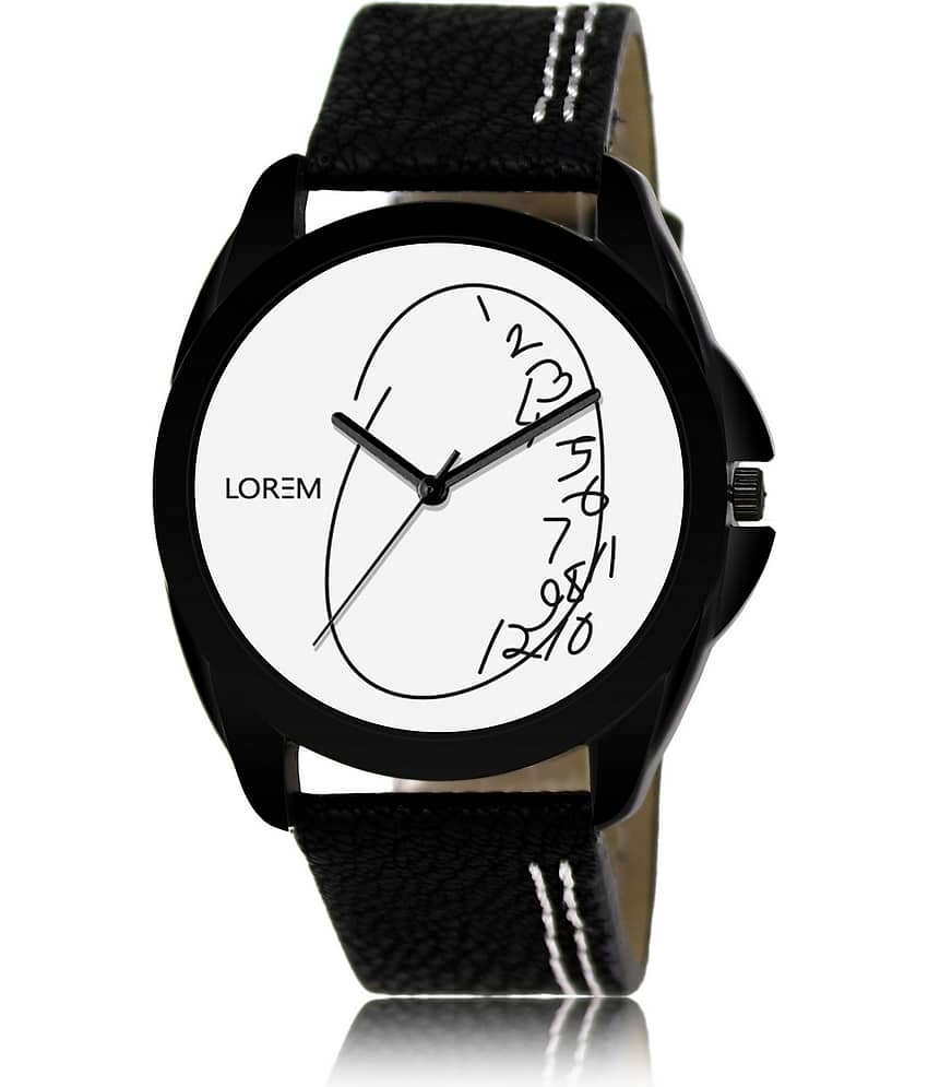 Lorem - Black Leather Analog Men's Watch