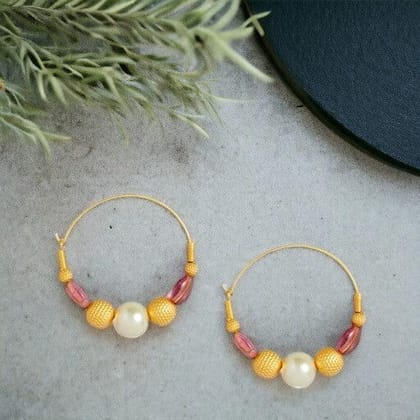 Trendisia Gold plated Pink Hoop Earrings for women and girls Trendisia Gold plated Pink Hoop Earrings for women and girls