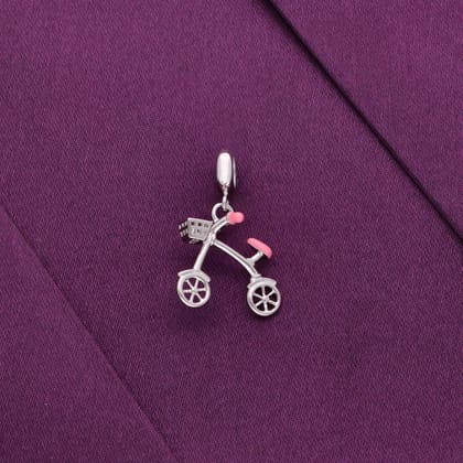 Bicycle Silver Charm Pendant-Pink / Silver