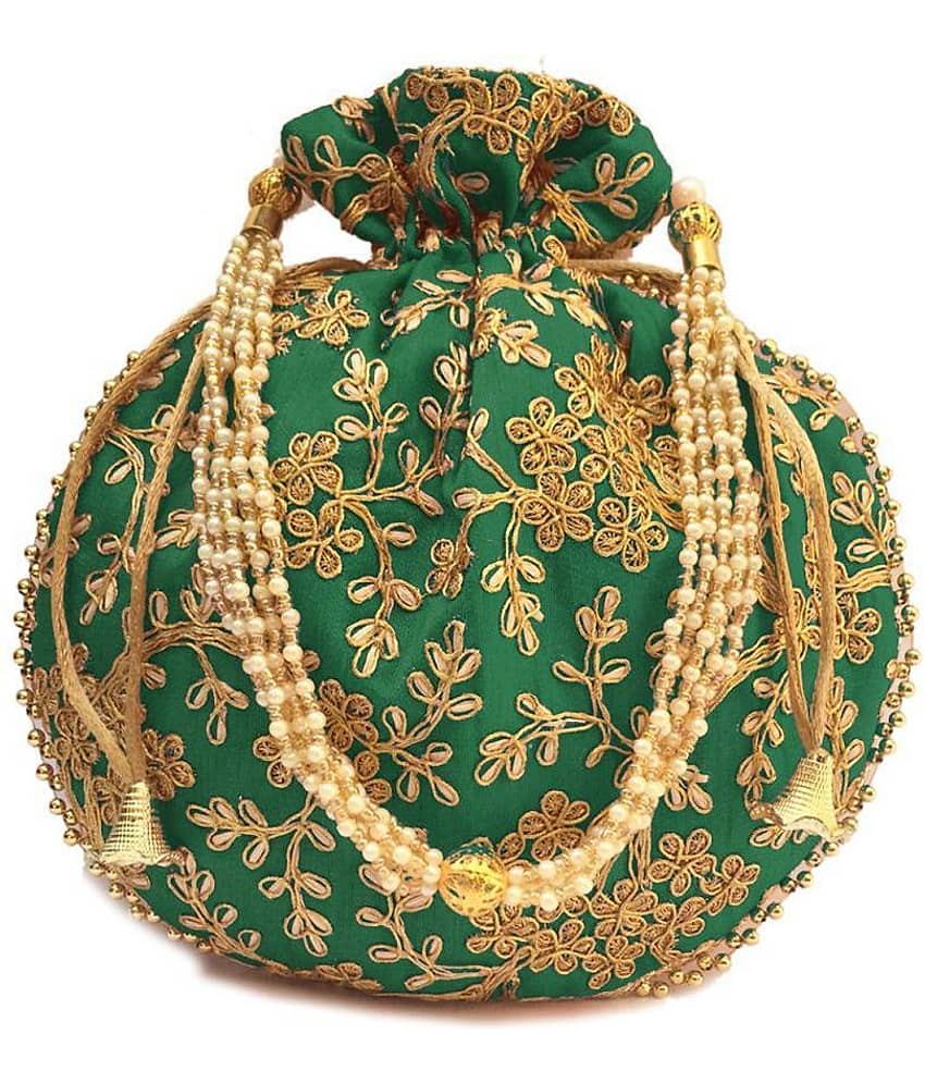 Apratim Green Silk Potli