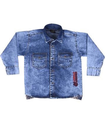 Cremlin Clothing Pack of 1 Boys 100% Cotton Full Sleeves Shirt ( Blue )