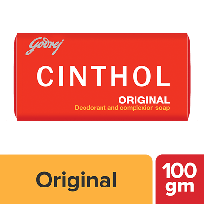Cinthol Original Deodorant & Complexion Soap, 99.9% Germ Protection, 100 G Carton