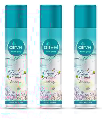 Airvel Floral Fragrance Room Spray Air Freshener for Home, Bathroom and Car 217ml ( Pack of 3 )