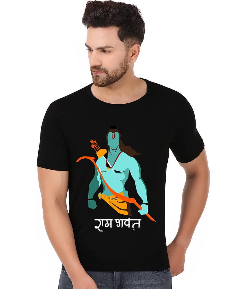 Prabhu Bhakti Black Cotton Blend Printed T-Shirt