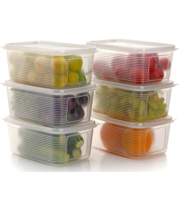 2Mech Fridge container Plastic White Multi-Purpose Container ( Set of 6 )