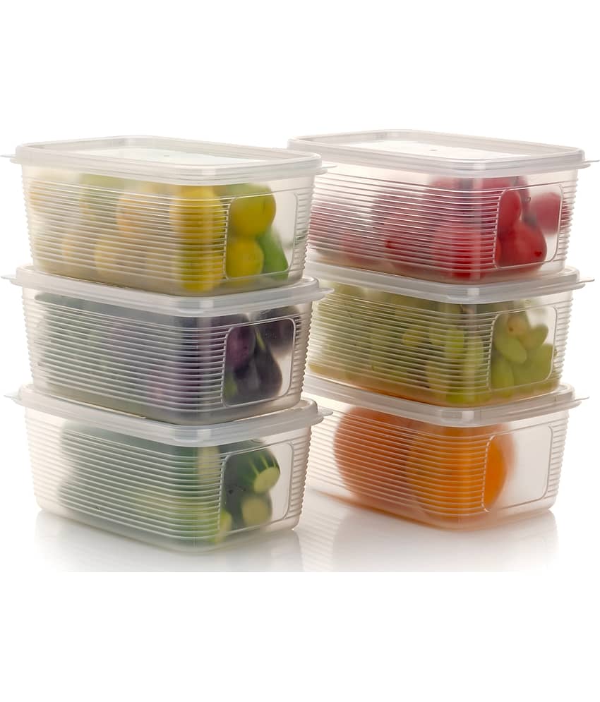 2Mech Fridge container Plastic White Multi-Purpose Container ( Set of 6 )