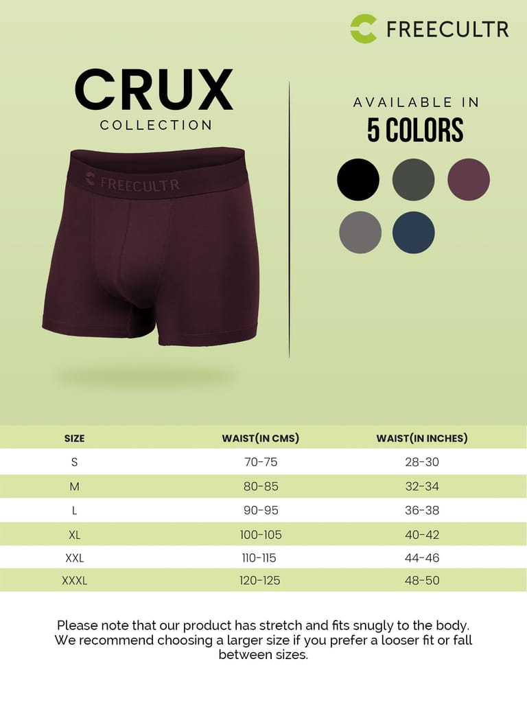 FREECULTR Men's Underwear Anti Bacterial Micromodal Airsoft Trunk - Non Itch No Chaffing Sweat Proof - Pack of 3-Mist Grey,Port Wine,Avocado Green