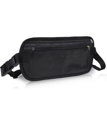 CIMONI Travel Waist Bag Leather Black Waist Pouch