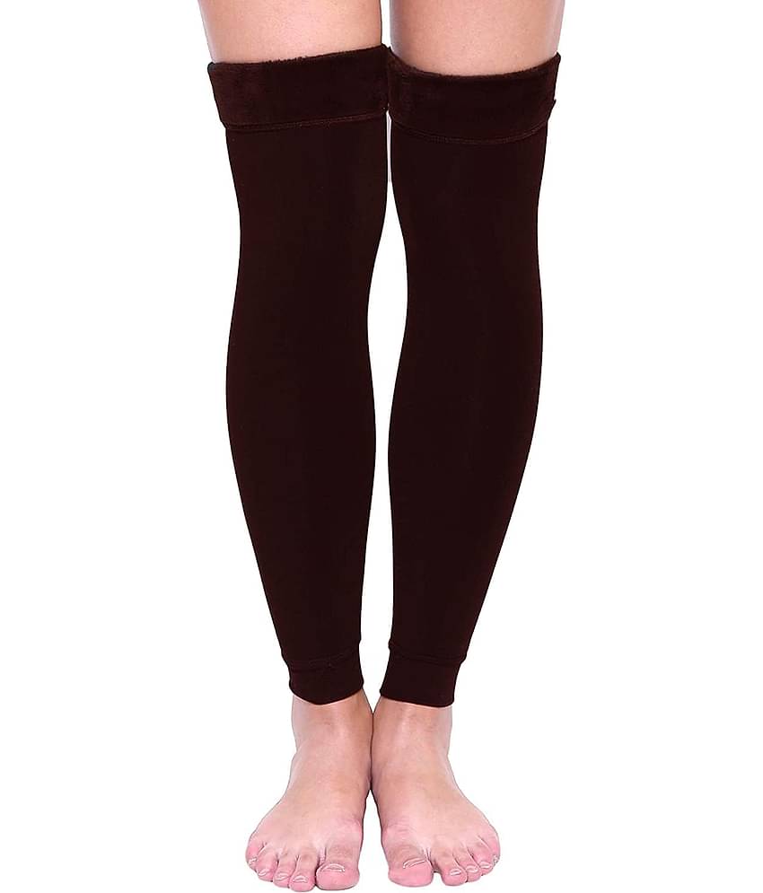 Infispace Pack of 1 Woollen Women's Solid Leg Warmer ( Brown )