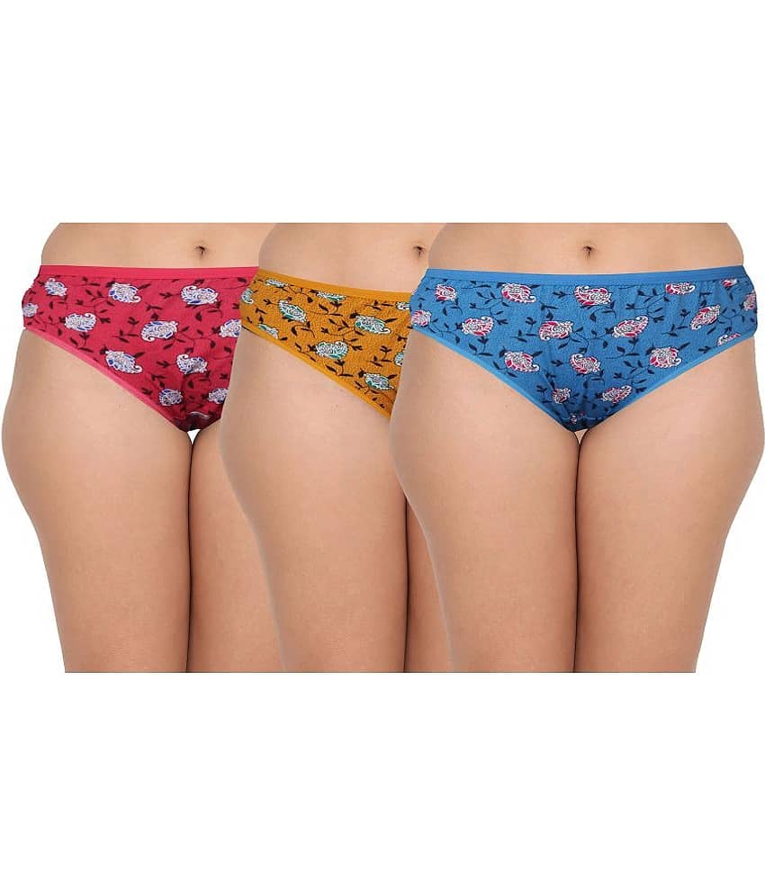 Elina Pack of 3 Cotton Printed Women's Briefs ( Multi Color )