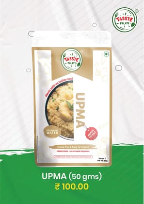 Tasste Palate Upma (50g) | Semolina Breakfast Mix | Instant Rava Upma | Freeze Dried | South Indian Breakfast | Hot and Savory Tasste Palate Upma (50g) | Semolina Breakfast Mix | Instant Rava Upma | Freeze Dried | South Indian Breakfast | Hot and Savory