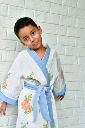 Kids HandBlock Premium Waffle Cotton Bathrobe Koala Bear Pattern Large (6-8 years)