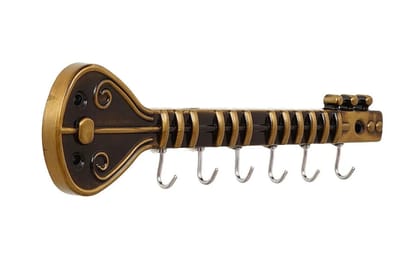 Veena Design Key Stand/Hanger/Holder for Home & Office Brass Key Hook/Holder (6 Hooks, Multicoloured).