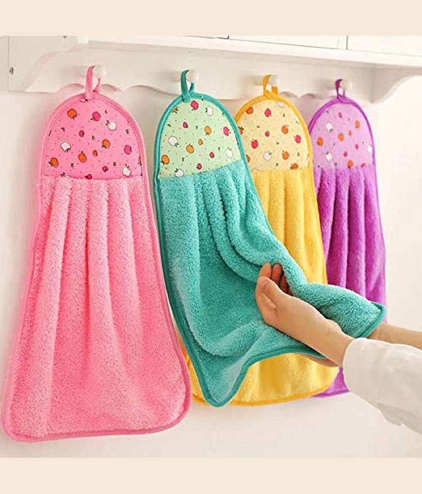 VillWin Pack of 4 Cotton 250-300 -GSM Hand Towel ( Multicolor )