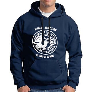 HIT SQUARE Men Blue Printed Hooded Full Sleeve Sweatshirt.