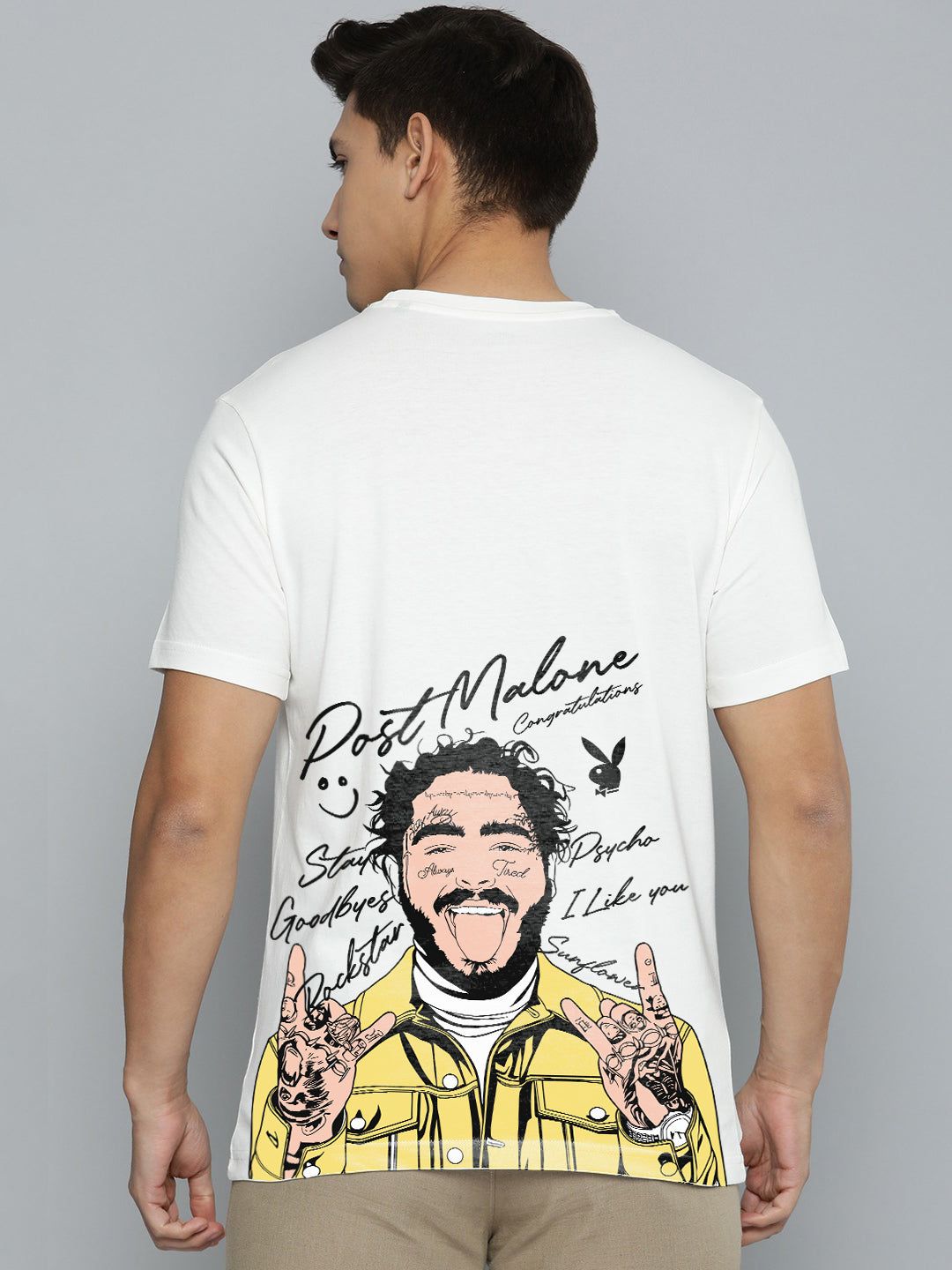 Post Malone Half Sleeve T-Shirt-White / S