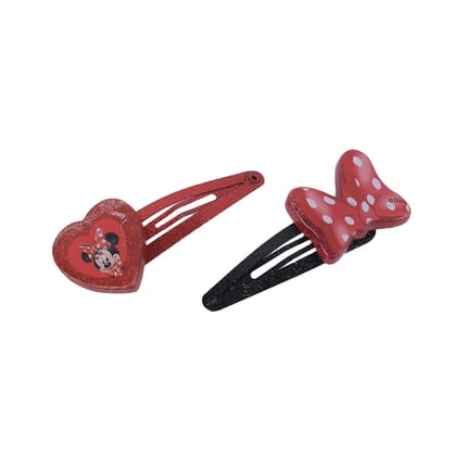 Li'l Diva Minnie Mouse Pack of 2 Red and Black Polka Dot Clips With Bow For Girls 3 Years and Above