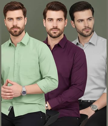 ALY JOHN 100% Cotton Regular Fit Solids Full Sleeves Men's Casual Shirt - Multicolor 1 ( Pack of 3 )