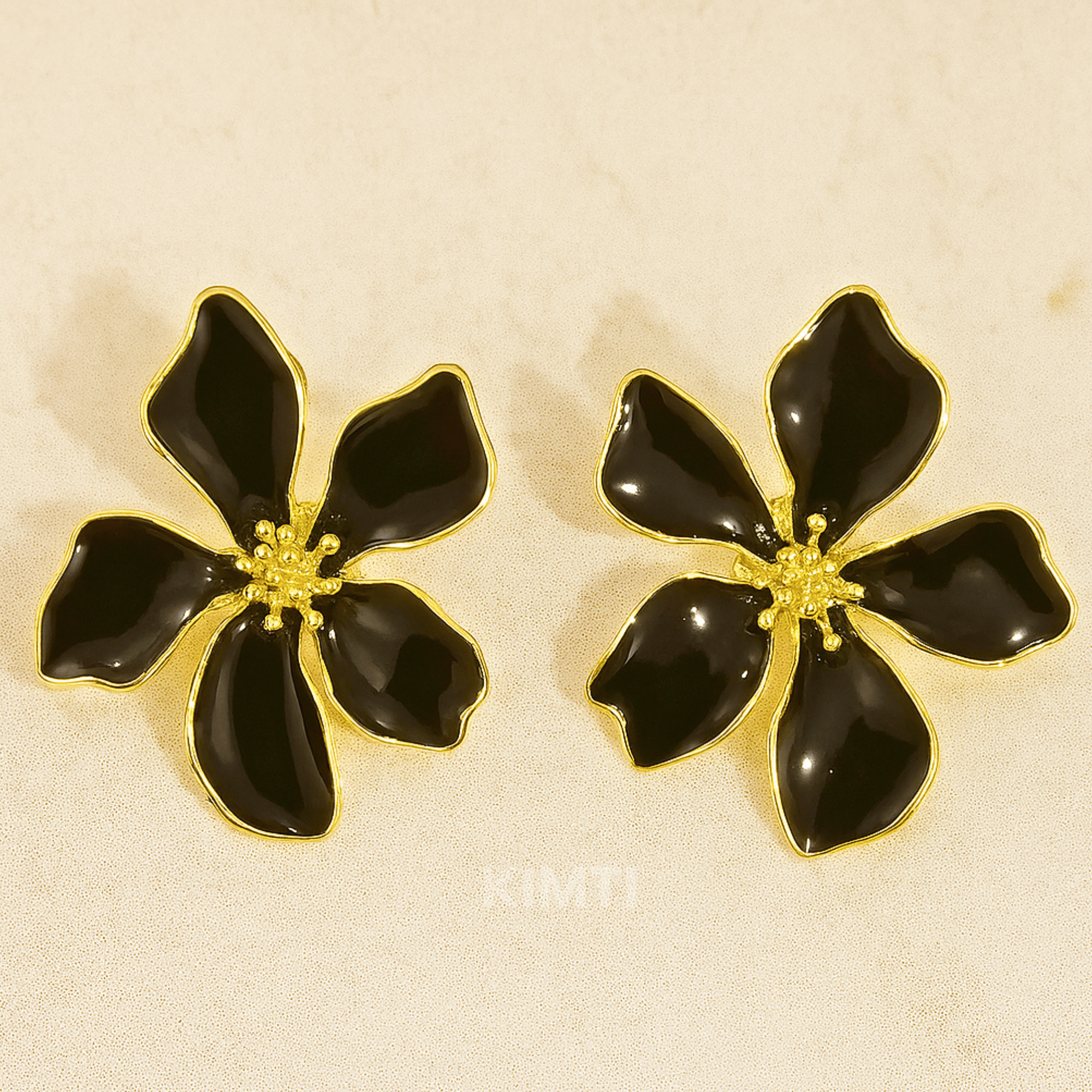 Bloom in Midnight Black Korean  Earrings