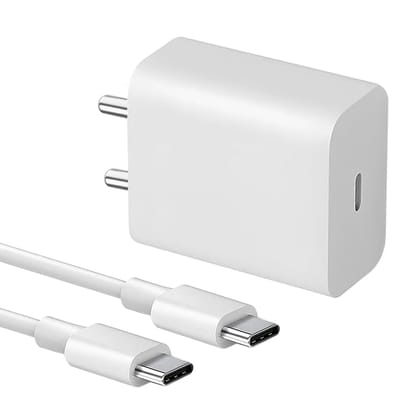 45W Type C Charger Adapter [Type C to C Cable] Compatible Galaxy S24/S24 Plus/S24 Ultra/S23/S22/Z Fold 3/4/5/iPhone 15/16/Tablet Made in India