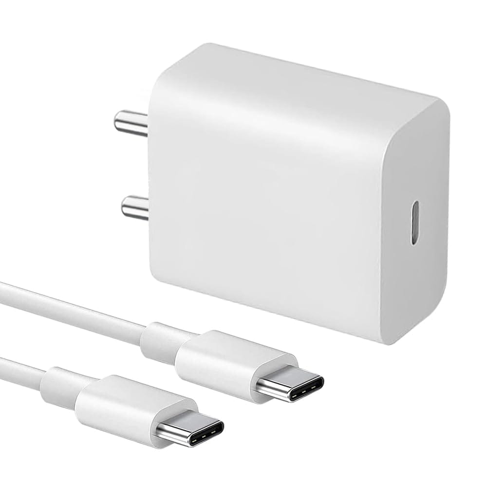 45W Type C Charger Adapter [Type C to C Cable] Compatible Galaxy S24/S24 Plus/S24 Ultra/S23/S22/Z Fold 3/4/5/iPhone 15/16/Tablet Made in India