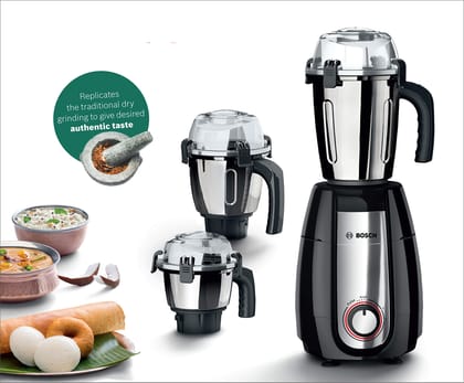 Bosch TrueMixx Pro Mixer Grinder MGM6632MIN, 750W 3 Jars (Black) Bosch TrueMixx Pro Mixer Grinder MGM6632MIN, 750W 3 Jars (Black) - Black / Standard