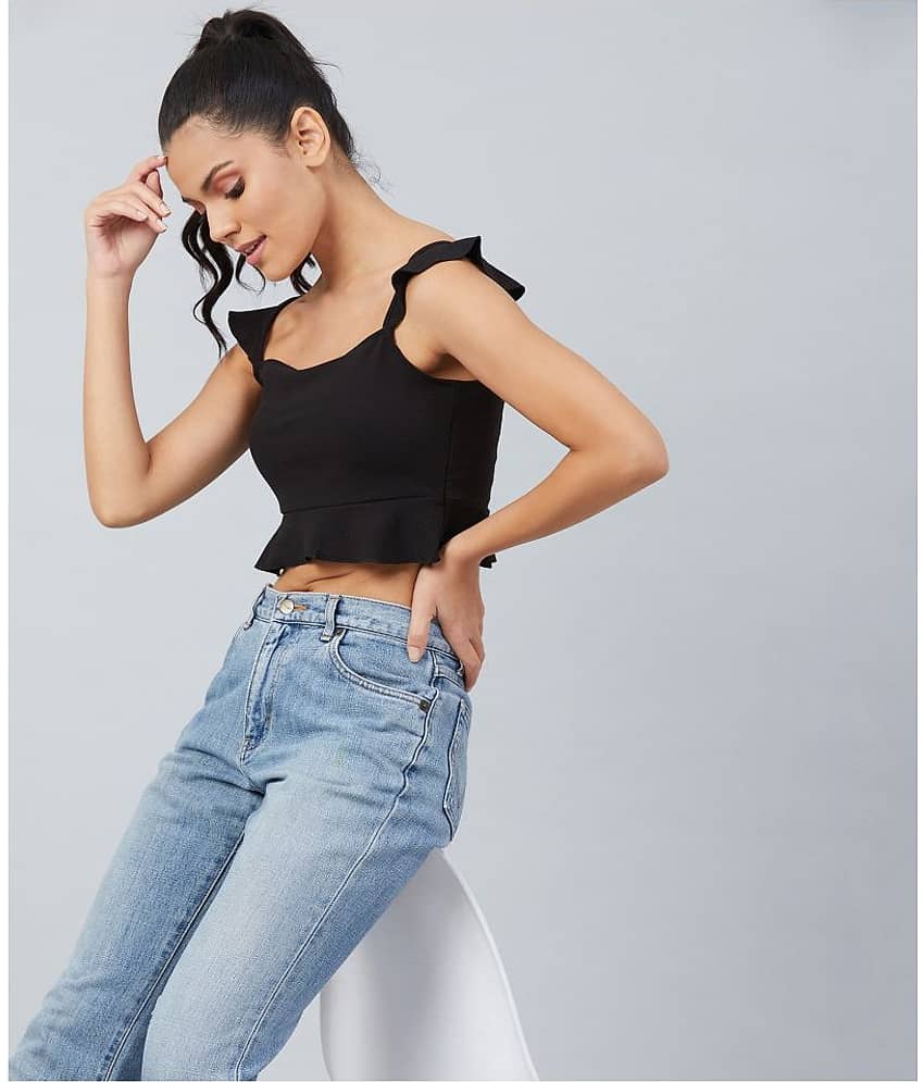 Chimpaaanzee Women's Polyester Crop Top ( Black )