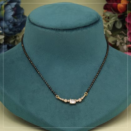 White Color American Diamond Mangalsutra (MS347WHT)-Length: 42.00 CM x Width: 0.20 CM / White / Alloy With Good Quality Gold Plated