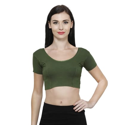 Vami Women's Cotton Stretchable Readymade Blouses - Perry Green S
