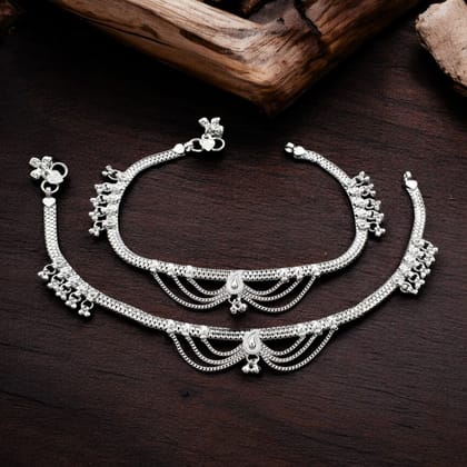 Real Sterling Silver women Bridal Anklet Ankle Pair 10.3"