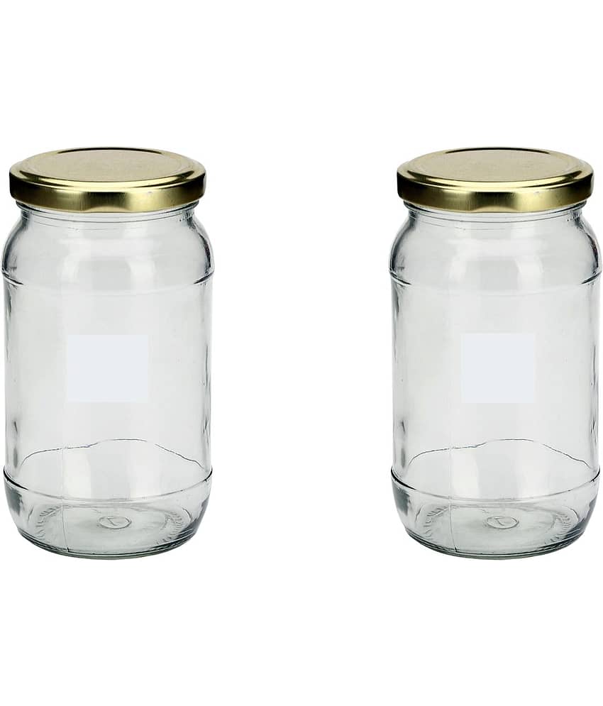 AFAST Coockes Jar Glass Transparent Cookie Container ( Set Of 2 )