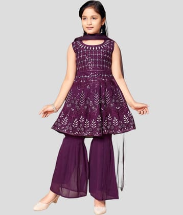Aarika Girls Georgette Kurta and Sharara Set ( Pack of 1 , Purple )