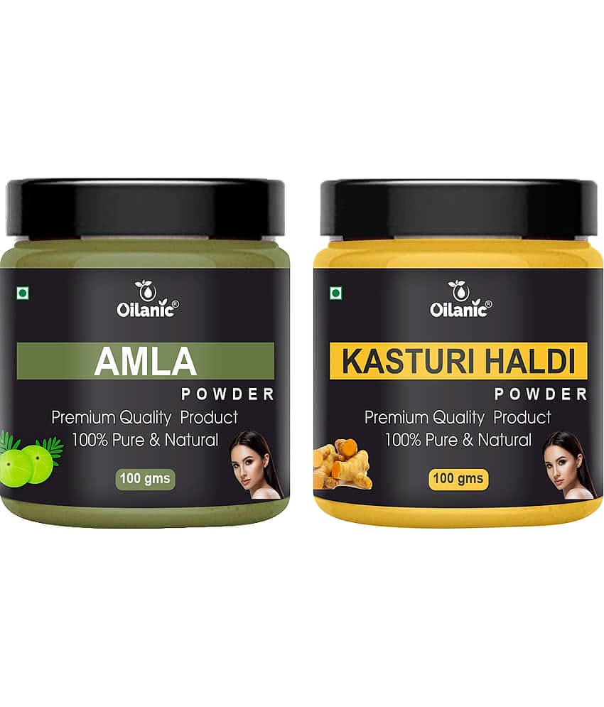 Oilanic 100% Pure Amla Powder & Kasturi Haldi Powder-Skin Hair Mask 200 g Pack of 2