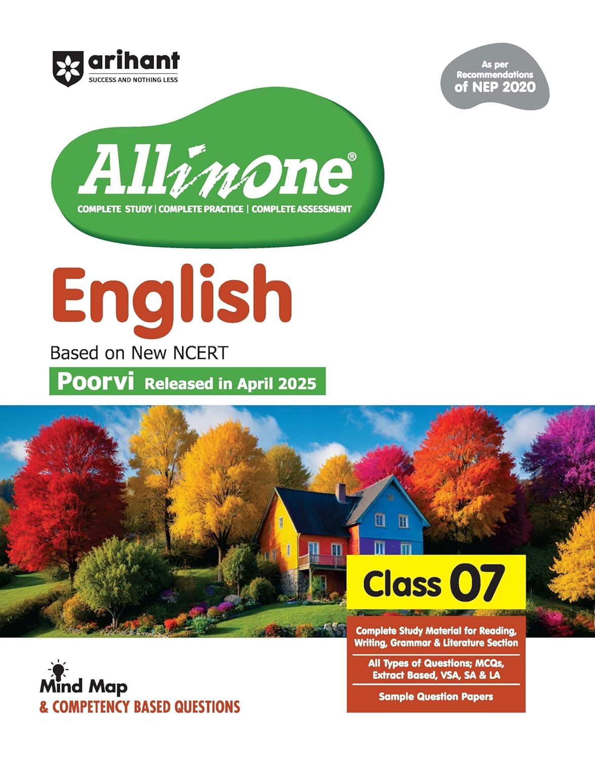 Arihant All in One English Class 7 for CBSE Exam 2025-26 with april released syllabus ||Full Syllabus -alleng7one