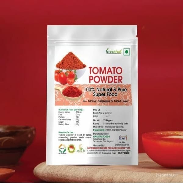 100% Natural and Pure Tomato Powder - 100 gm