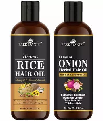 Park Daniel Onion Hair Oil & Brown Rice Hair Oil For Growth 120 mL Pack of 2