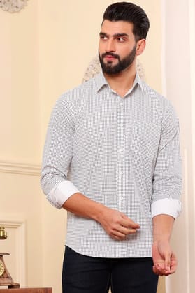 Medallion Print Cotton Shirt White (Size - S) by BLUE EAGLE