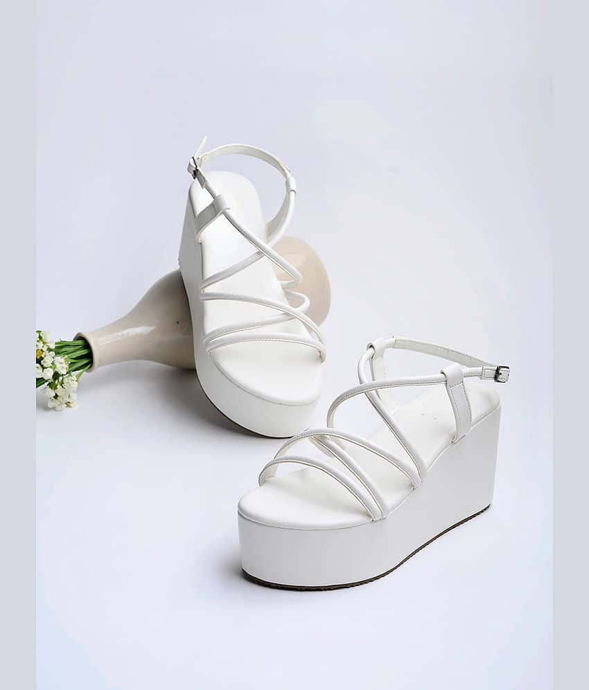 Shoetopia Multi Straps Casual Black Flatforms & Girls