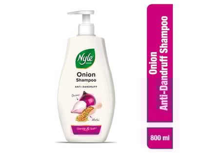 Nyle Naturals Anti Dandruff 2 In1 Shampoo With Active Conditioner With Onion and Methi Gentle and soft shampoo  PH balanced and Paraben free For Men and Women 800ml