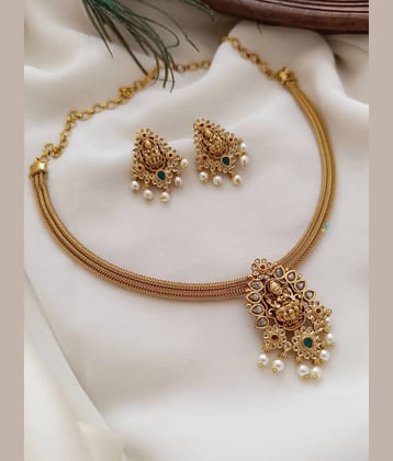 ROFARWORD Gold Brass Necklace Set ( Pack of 1 )