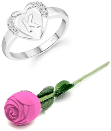 Valentine Initial  K  Letter in heart ring alphabet for women and Girls - None