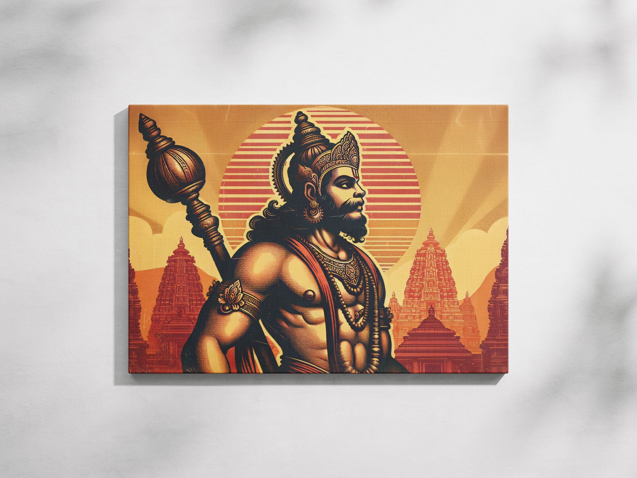 FURNISHUB God Hanuman Painting | Spiritual Artwork for Home Decor and Devotional Spaces | Ideal for Hindu devotees