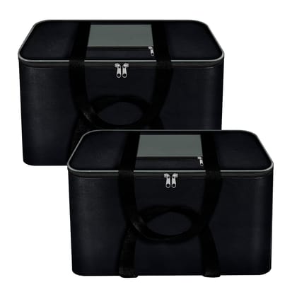 Storite 2 Pack Moisture Proof Nylon Large Size Underbed Storage Bag For Clothes (54 x 46 x 28 cm) - Black, Rectangular