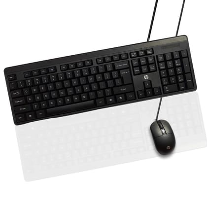 HP KM150 Wired Keyboard and Mouse Combo Full-Size Keyboard, 1600 DPI Ergonomic Optical Sensor Mouse, Instant USB Plug-and-Play, 12 Shortcut Keys, Adjustable Slope Keyboard