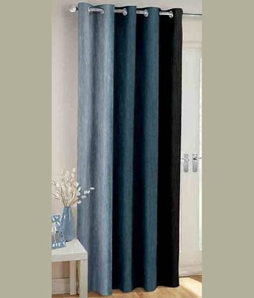 N2C Home Vertical Striped Semi-Transparent Eyelet Curtain 5 ft ( Pack of 1 ) - Black