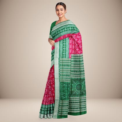 Tribal Motifs Sambalpuri Silk Saree